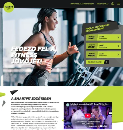 A Smartfit edzőterem weboldala