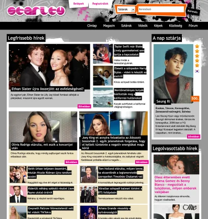 A Starity.hu szórakoztató portál és sztármagazin